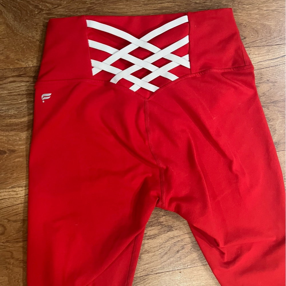 Red Fabletics Powerhold High-waisted 7/8 Leggings